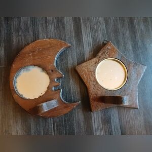 Vintage Wooden Celestial Mirrored Incense Holders